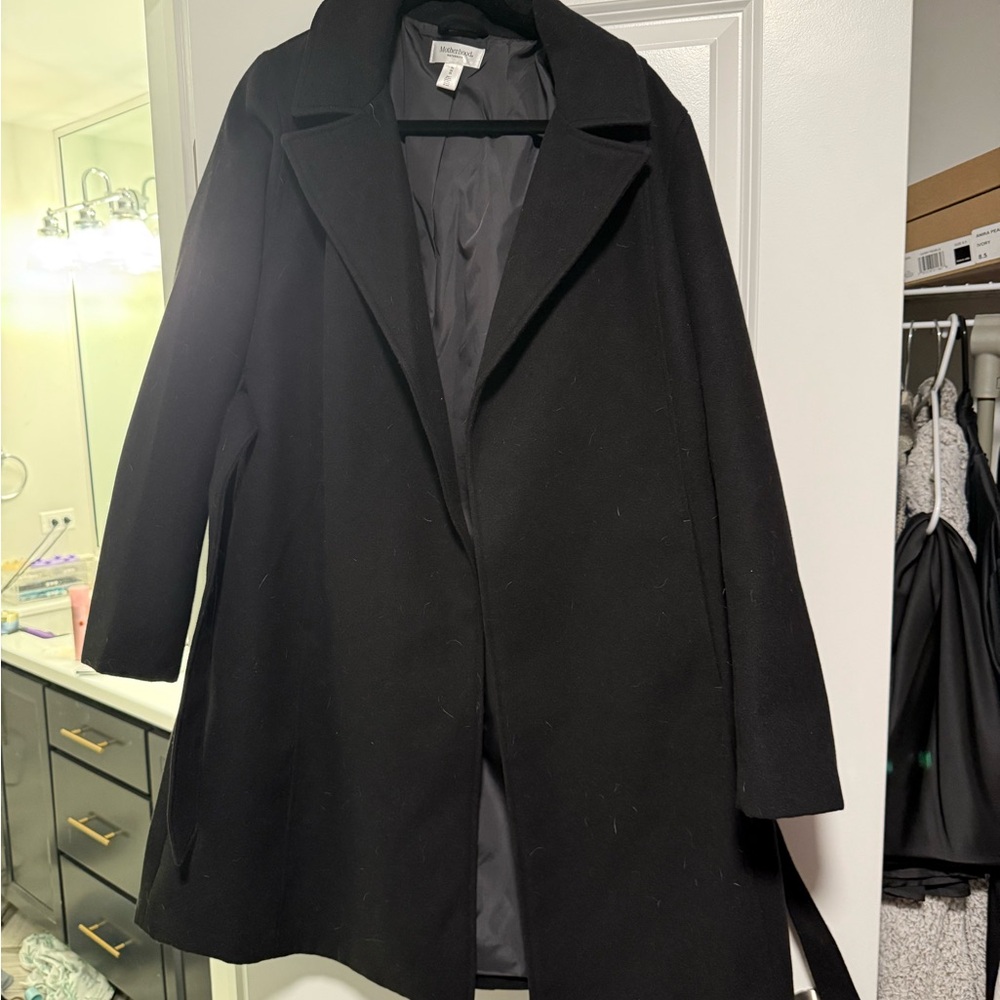 Motherhood Maternity Elegant Black Pea Coat